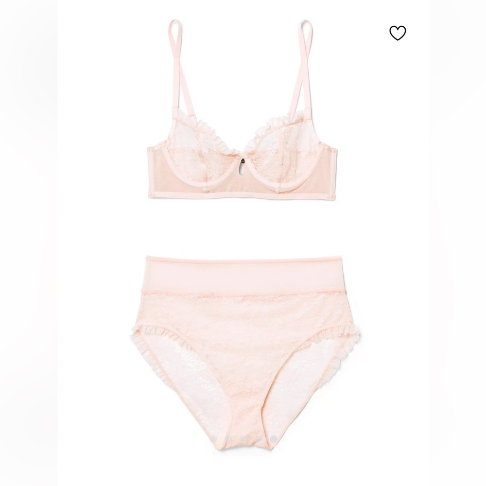 Adore Me Maddie Unlined Bra 36D Pink Peach and High Waist Panty L